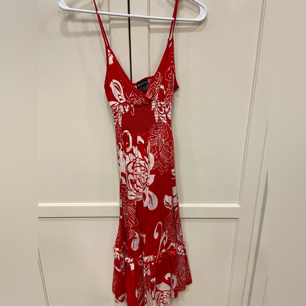 Bebe | Red & White Floral Dress | XS
